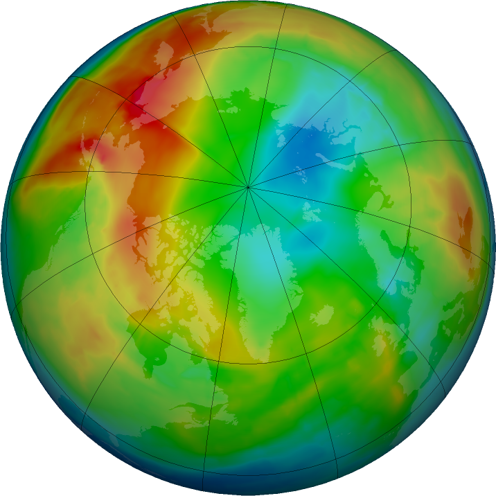 Arctic ozone map for 25 January 2016